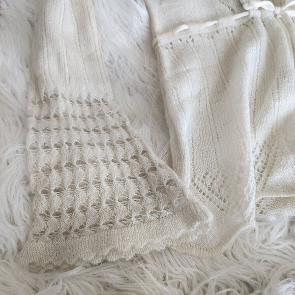 10 Feet Amsterdam Sweater Womens M Lace Knit Mohair Polymide Cream‎ Boho Sheer - Picture 13 of 16